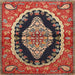 Round Machine Washable Traditional Tomato Red Rug, wshtr2023