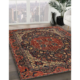 Machine Washable Traditional Dark Gold Brown Rug in a Family Room, wshtr2024