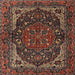 Square Traditional Dark Gold Brown Persian Rug, tr2024