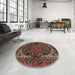 Round Traditional Dark Gold Brown Persian Rug in a Office, tr2024
