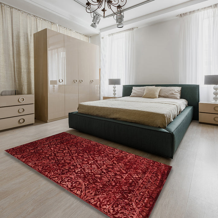 Machine Washable Traditional Red Rug in a Bedroom, wshtr2027