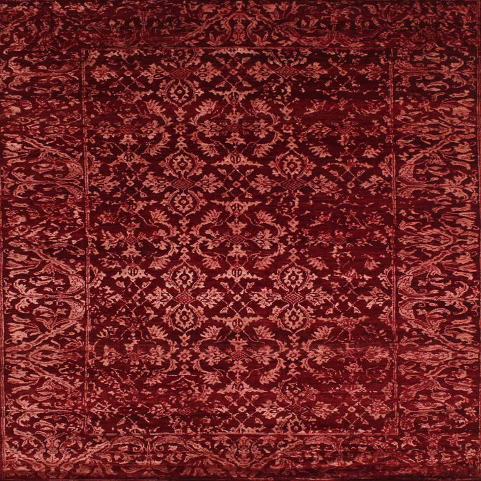 Round Machine Washable Traditional Red Rug, wshtr2027