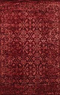 Machine Washable Traditional Red Rug, wshtr2027