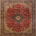 Square Traditional Saffron Red Medallion Rug, tr2028