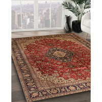 Traditional Saffron Red Medallion Rug, tr2028