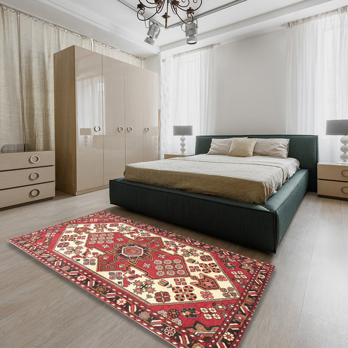 Machine Washable Traditional Red Rug in a Bedroom, wshtr202