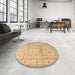 Round Traditional Chrome Gold Yellow Persian Rug in a Office, tr2030