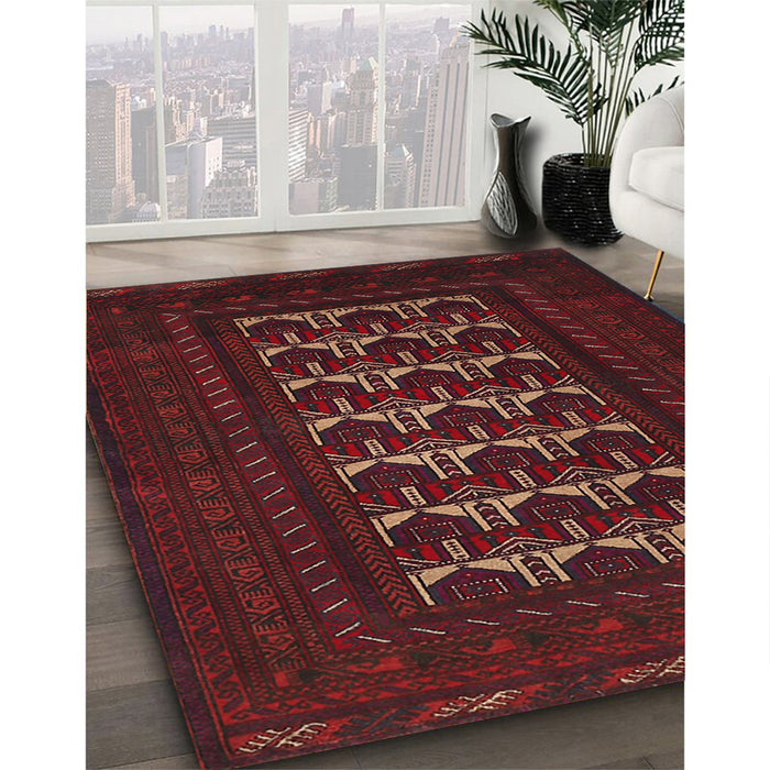 Traditional Cranberry Red Persian Rug in Family Room, tr2031