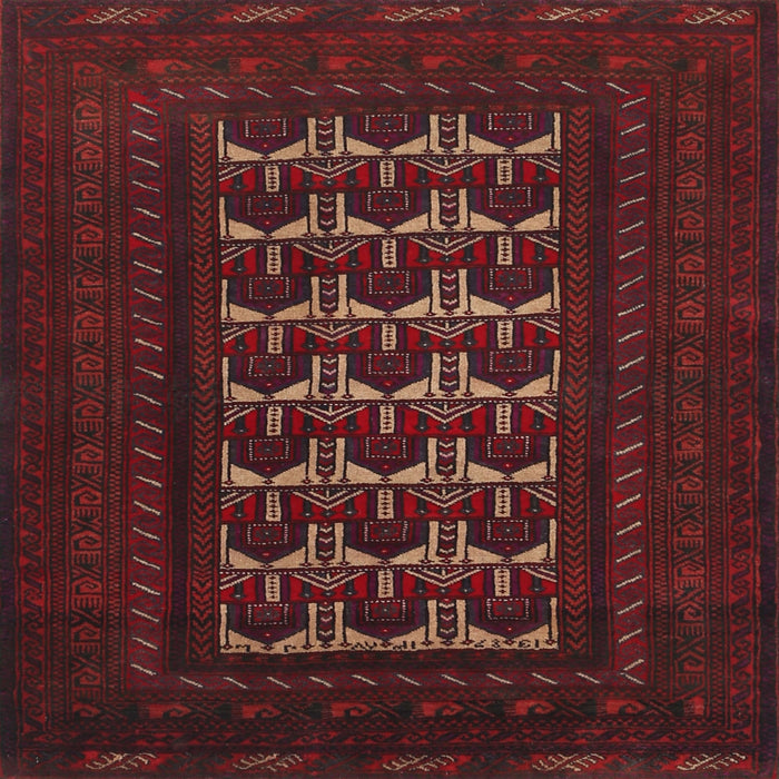 Square Traditional Cranberry Red Persian Rug, tr2031