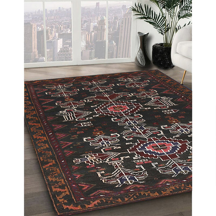 Traditional Bakers Brown Persian Rug in Family Room, tr2032