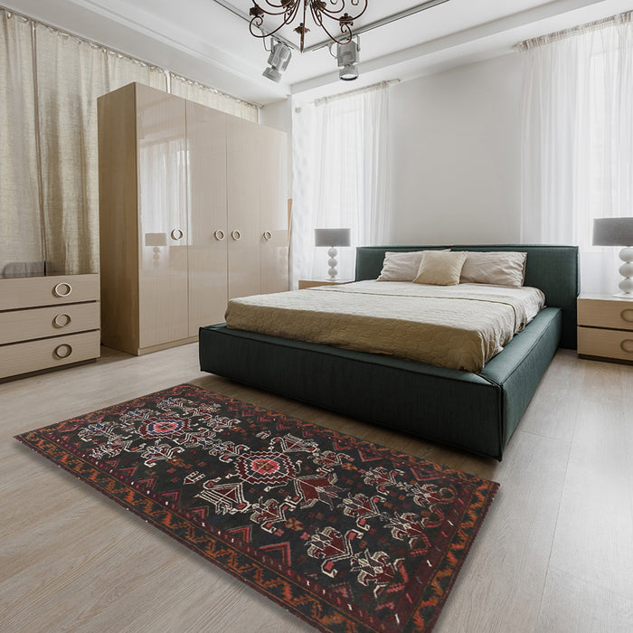 Traditional Bakers Brown Persian Rug in a Bedroom, tr2032