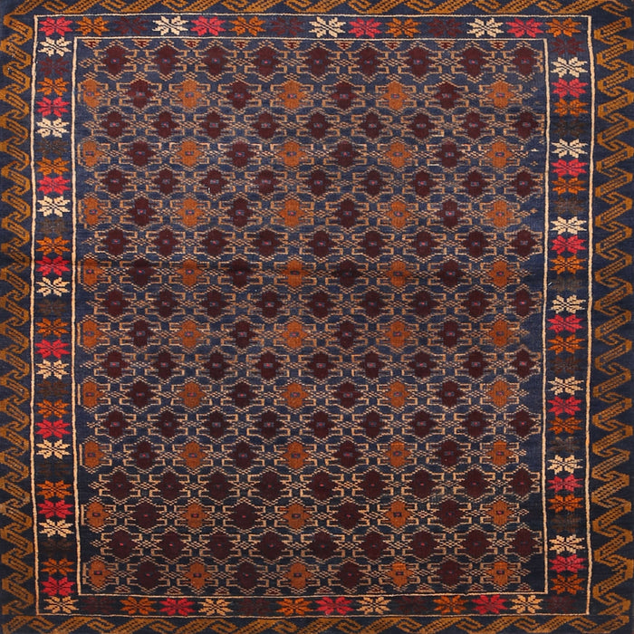 Square Traditional Chestnut Brown Persian Rug, tr2033
