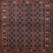 Round Machine Washable Traditional Chestnut Brown Rug, wshtr2033