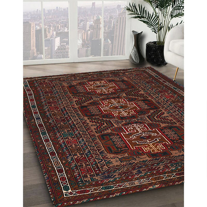 Traditional Reddish Brown Persian Rug in Family Room, tr2034