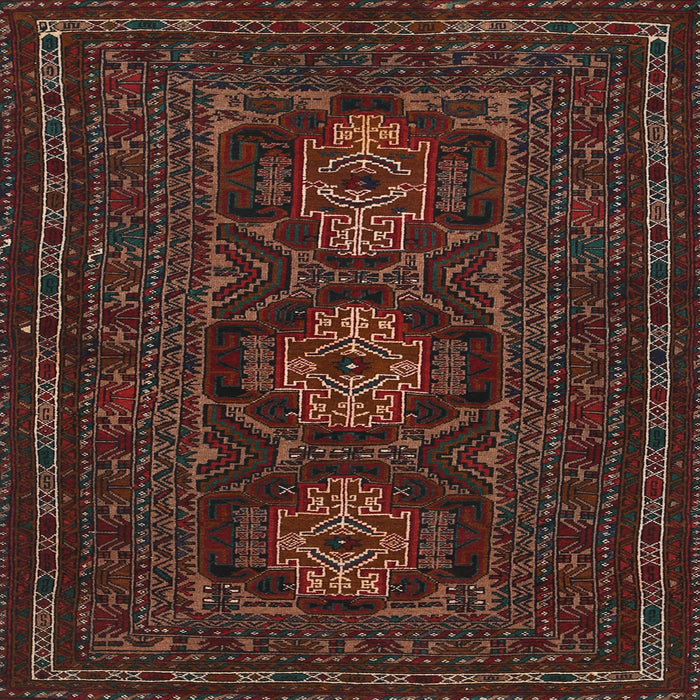 Square Traditional Reddish Brown Persian Rug, tr2034