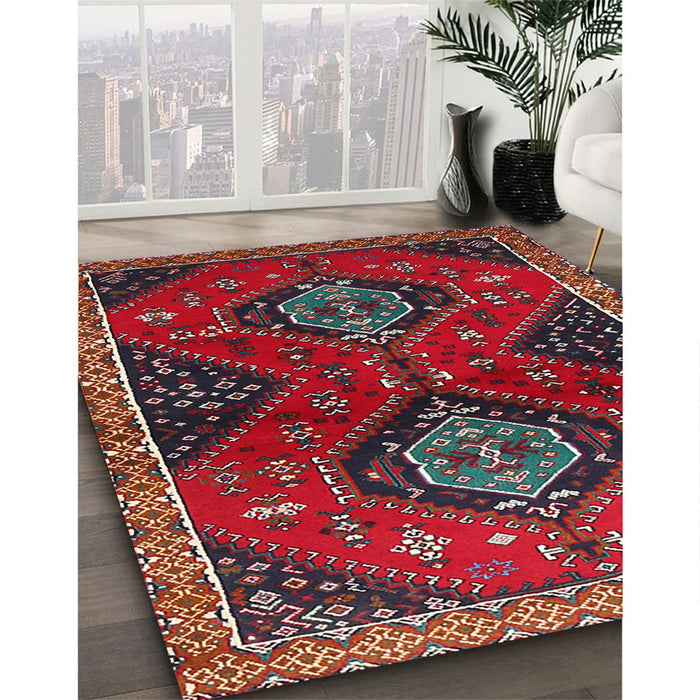Traditional Red Persian Rug in Family Room, tr2035