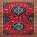 Round Machine Washable Traditional Red Rug, wshtr2035