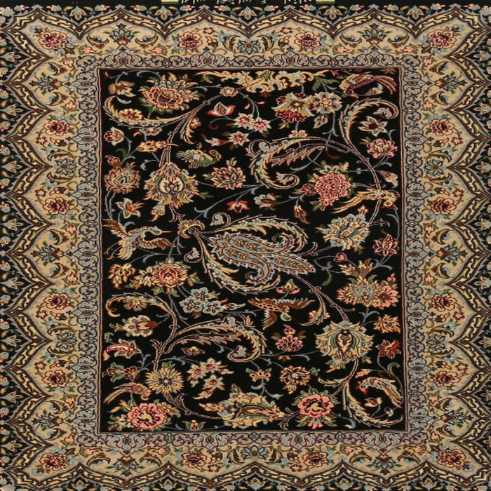 Square Traditional Black Brown Persian Rug, tr2036