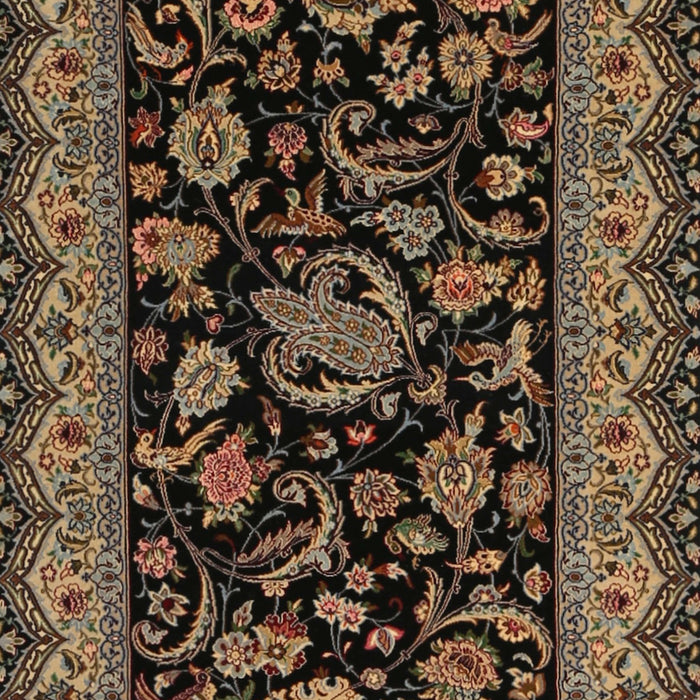 Machine Washable Traditional Black Brown Rug, wshtr2036