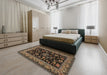 Traditional Black Brown Persian Rug in a Bedroom, tr2036