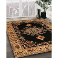 Traditional Black Brown Medallion Rug, tr2037