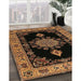 Traditional Black Brown Medallion Rug in Family Room, tr2037