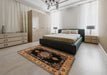 Traditional Black Brown Medallion Rug in a Bedroom, tr2037