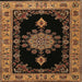 Square Traditional Black Brown Medallion Rug, tr2037