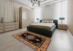 Machine Washable Traditional Black Brown Rug in a Bedroom, wshtr2037