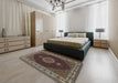 Machine Washable Traditional Khaki Green Rug in a Bedroom, wshtr2038