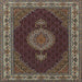 Square Traditional Khaki Green Medallion Rug, tr2038