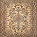 Round Machine Washable Traditional Sienna Brown Rug, wshtr2039