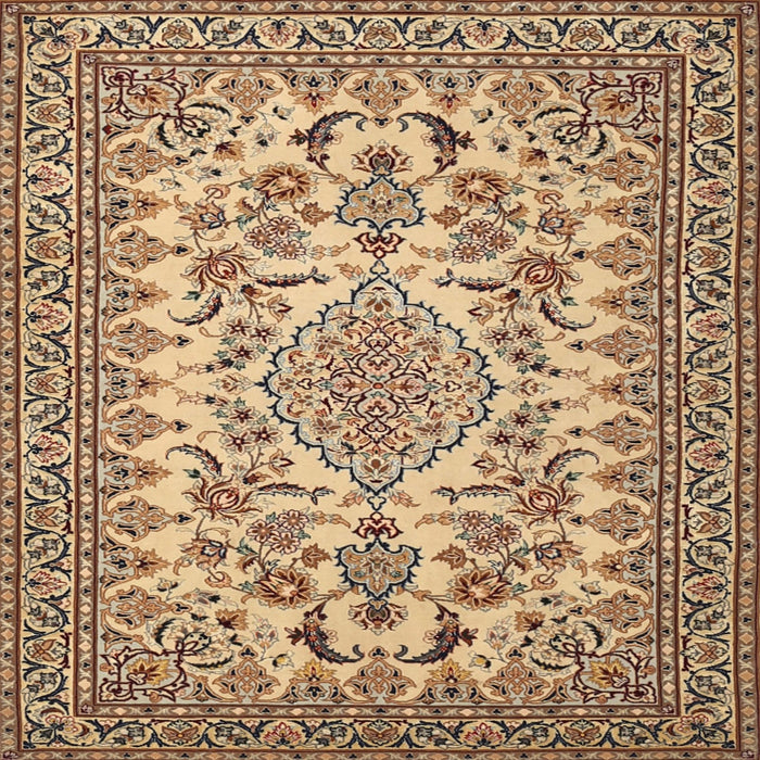 Square Traditional Sienna Brown Medallion Rug, tr2039