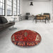 Round Traditional Sienna Brown Persian Rug in a Office, tr203