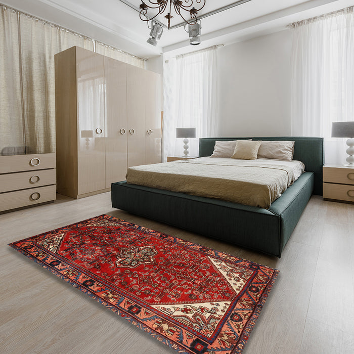 Machine Washable Traditional Sienna Brown Rug in a Bedroom, wshtr203