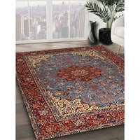 Traditional Saffron Red Medallion Rug, tr2040