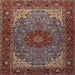 Square Traditional Saffron Red Medallion Rug, tr2040