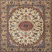 Round Machine Washable Traditional Sepia Brown Rug, wshtr2041