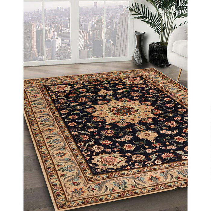 Traditional Bakers Brown Persian Rug in Family Room, tr2043