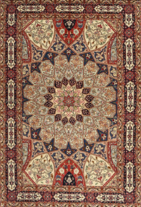 Machine Washable Traditional Sand Brown Rug, wshtr2044