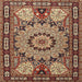 Round Machine Washable Traditional Sand Brown Rug, wshtr2044