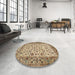 Round Traditional Sienna Brown Persian Rug in a Office, tr2047