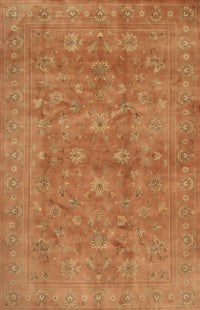 Machine Washable Traditional Orange Red Rug, wshtr2049