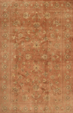 Machine Washable Traditional Orange Red Rug, wshtr2049