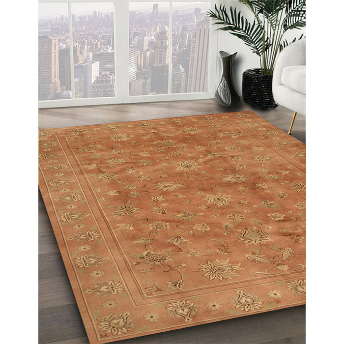 Traditional Orange Red Persian Rug in Family Room, tr2049