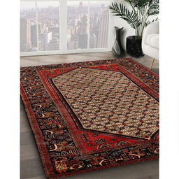 Traditional Gold Brown Persian Rug in Family Room, tr204