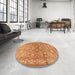 Round Traditional Orange Persian Rug in a Office, tr2051