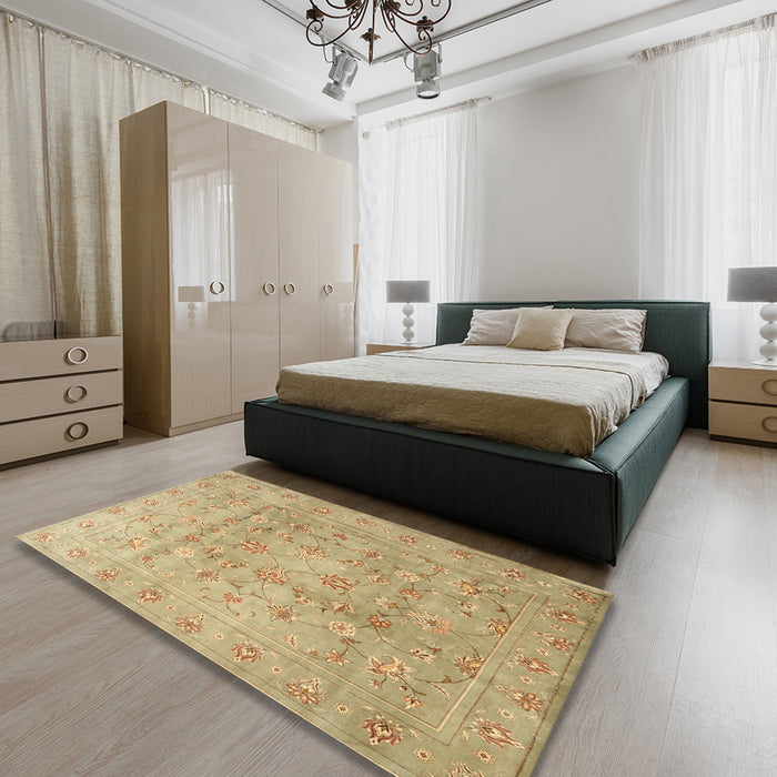 Machine Washable Traditional Bronze Brown Rug in a Bedroom, wshtr2052