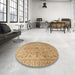 Round Machine Washable Traditional Sand Brown Rug in a Office, wshtr2055