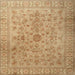 Round Machine Washable Traditional Sand Brown Rug, wshtr2055